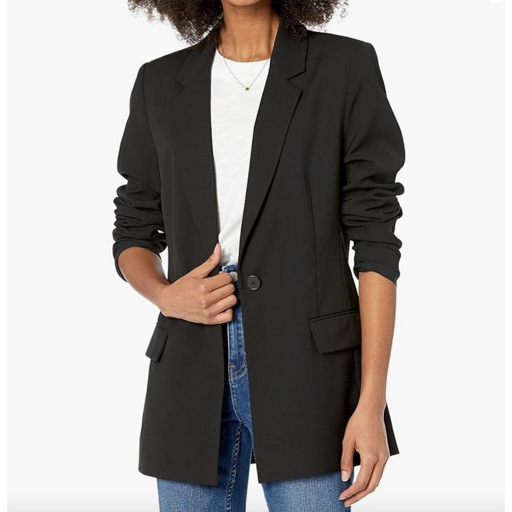 The Drop Women's Blake Long Boyfriend Blazer Black XS